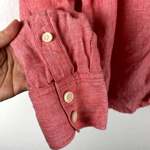 Tommy Bahama Linen Shirt Mens XL Pink Red Relaxed Button Up Hawaiian Tropical - Picture 6 of 13